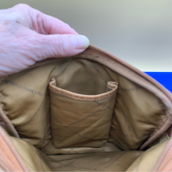 Tan Leather British Chesterfield Crossbody Bag Purse - Picture 6 of 9